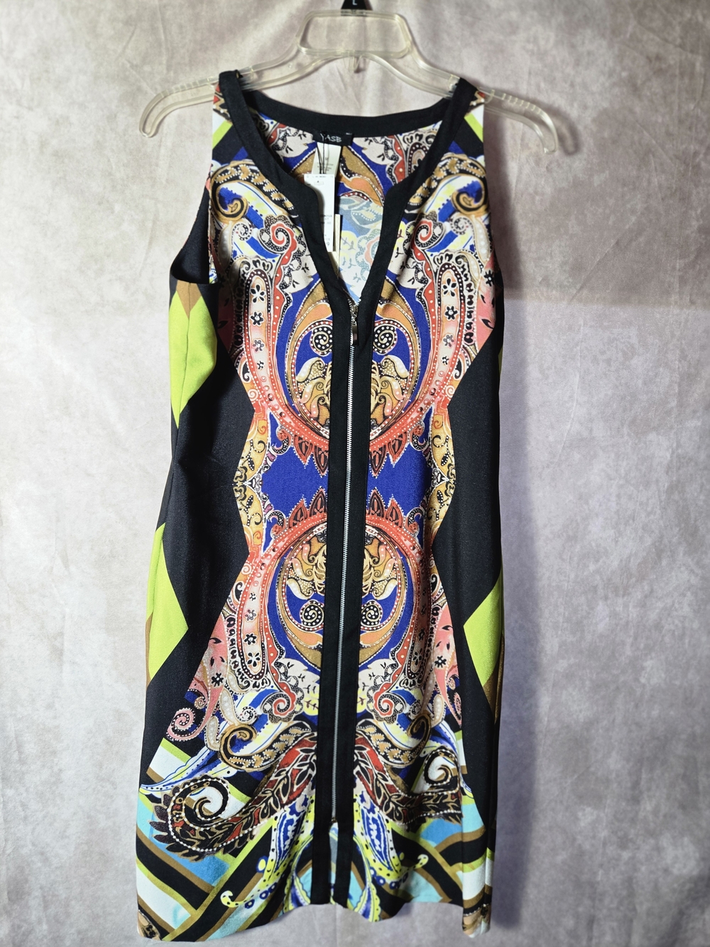 Paisley Print Sleeveless Mini Dress - Black Multicolor